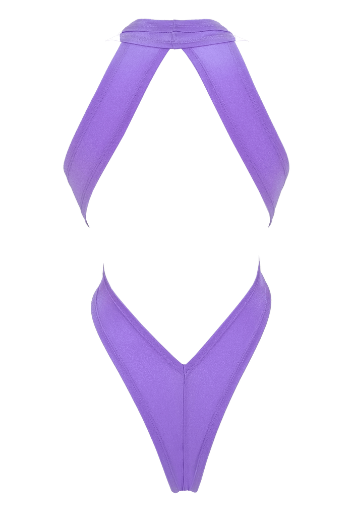 CRISS CROSS Bondage High-Cut Bodysuit / Festival Bodysuit /LILAC