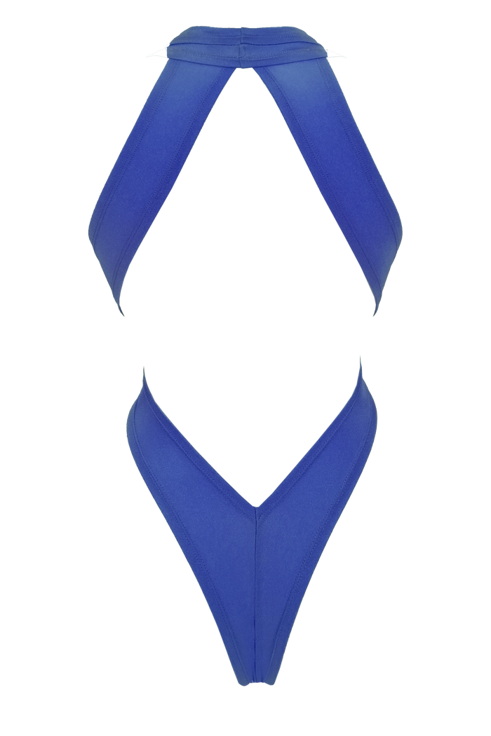 CRISS CROSS Bondage High-Cut Bodysuit / Festival Bodysuit /ROYAL BLUE,BODYSUITS - EXES LINGERIE
