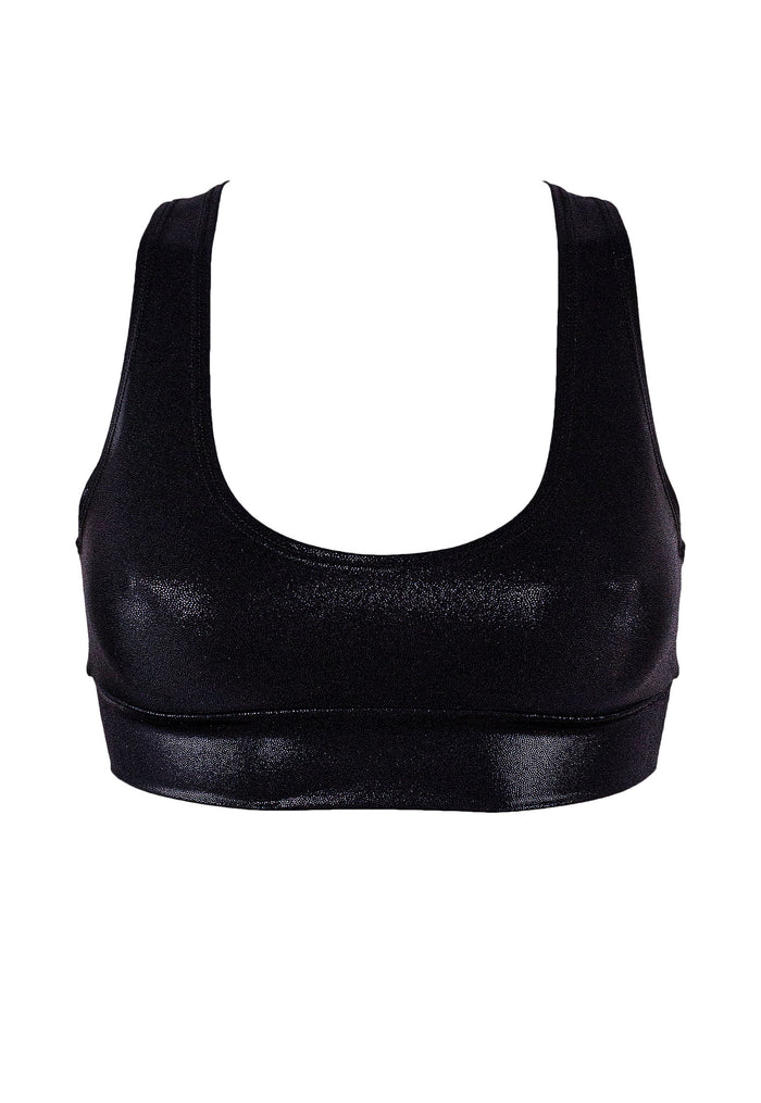 Crop Top Holographic Bras / TOP JUNE / BLACK HOLOGRAM,TOPS - EXES LINGERIE