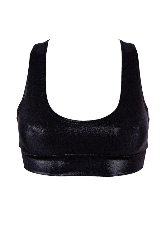 Crop Top Holographic Bras / TOP JUNE / BLACK HOLOGRAM,TOPS - EXES LINGERIE