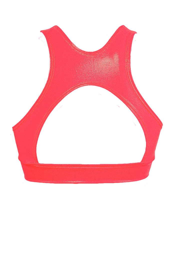 Crop Top Holographic Bras / TOP JUNE / NEON CORAL HOLOGRAM,TOPS - EXES LINGERIE