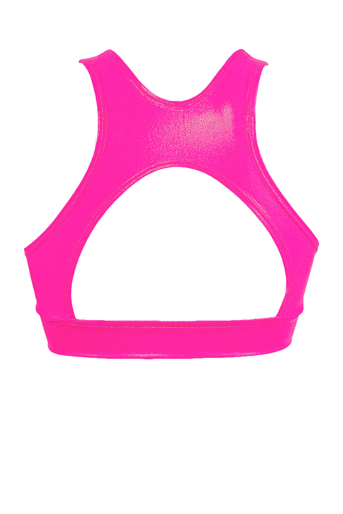 Crop Top Holographic Bras / TOP JUNE / NEON PINK HOLOGRAM,TOPS - EXES LINGERIE