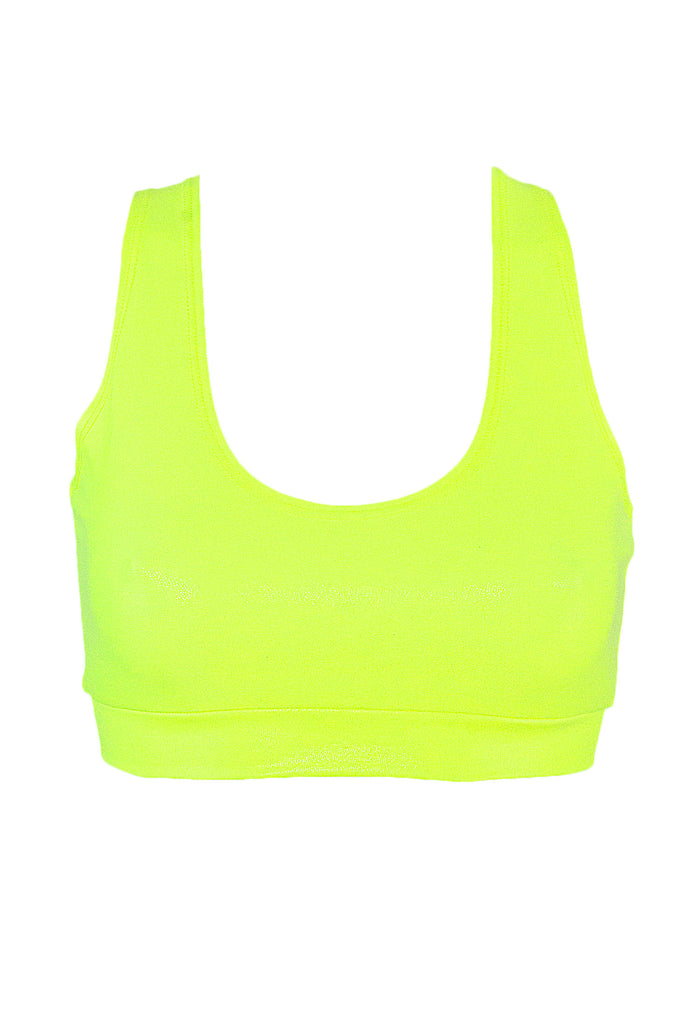 Crop Top Holographic Bras / TOP JUNE / NEON YELLOW HOLOGRAM