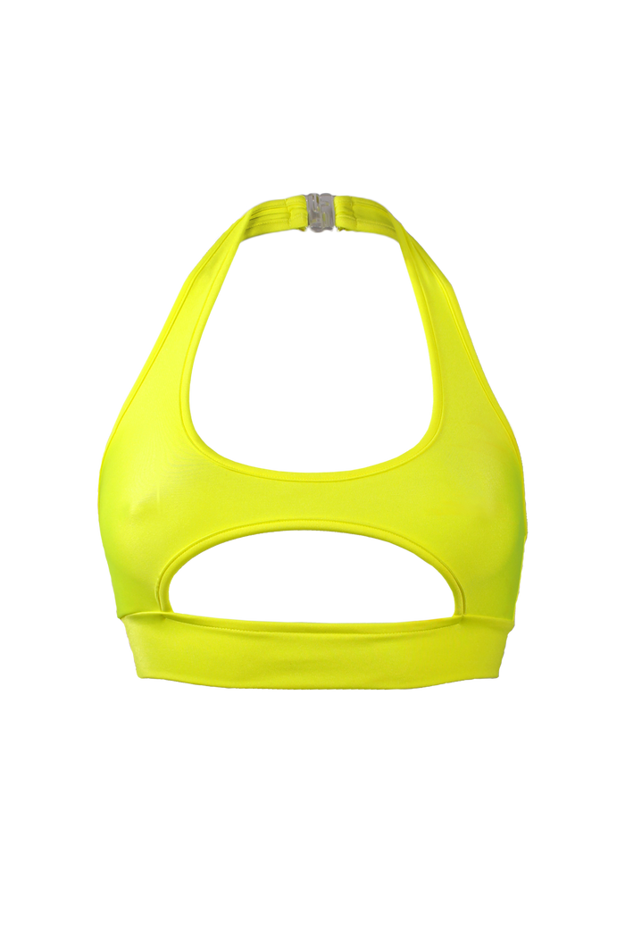 TOP NINA swim and fitness bra / Sexy Cut-out Top / NEON YELLOW - EXES LINGERIE
