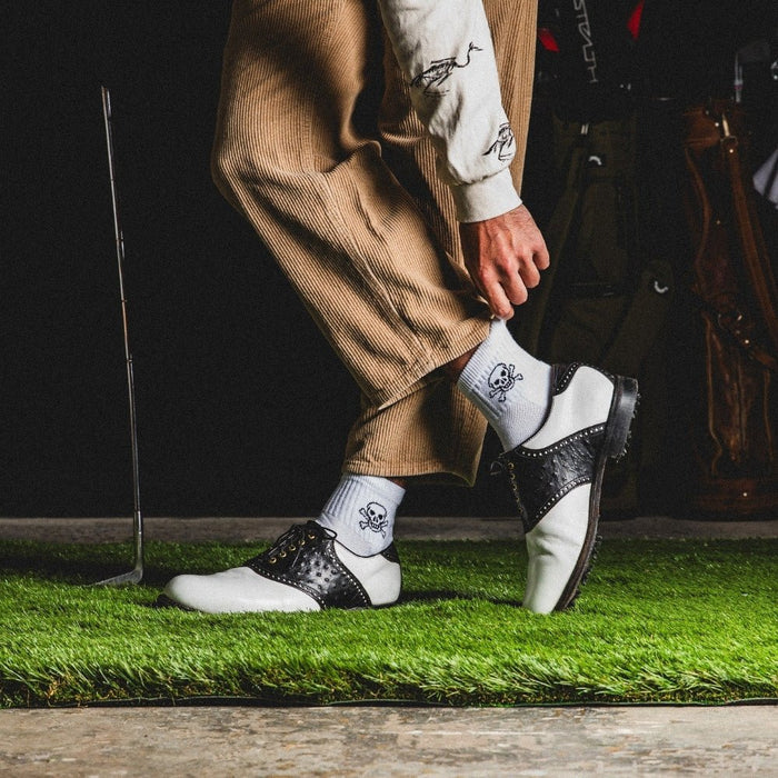 Del Campo Design Pack golf socks featuring all five signature designs: palm, crossbones, bolt, cactus, and wavey