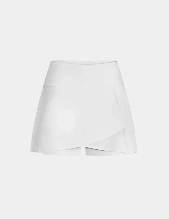 | Front view of model highlighting the coverage and fit | White