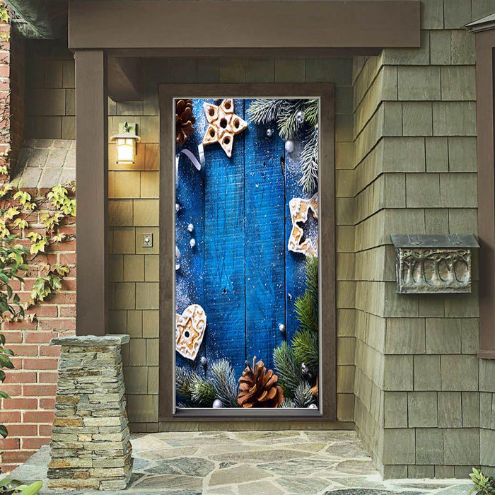 DoorFoto Door Cover Customizable - Blue Wood
