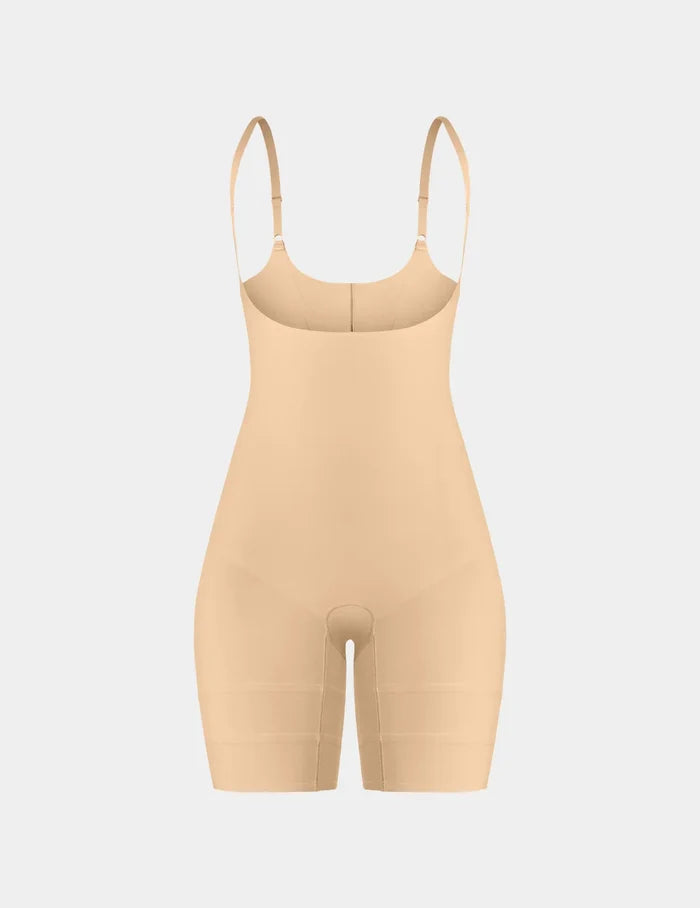 | Customizable Open Bust Shaper Bodysuit shown front-facing against a light gray background | Warm Sand