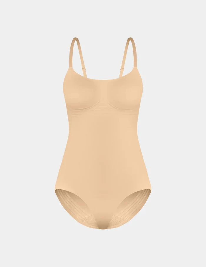 | Customizable Shaper Bodysuit shown front-facing against a light gray background | Warm Sand