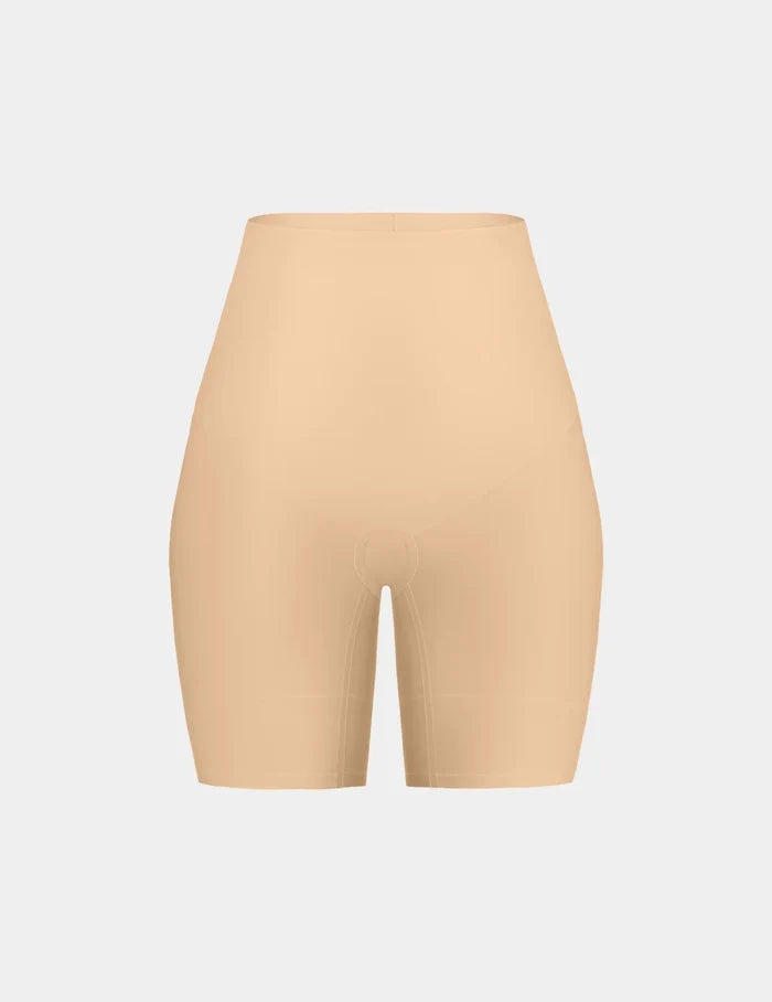 | Customizable Shaper High Rise Leakproof Shorts shown front-facing against a light gray background | Warm Sand