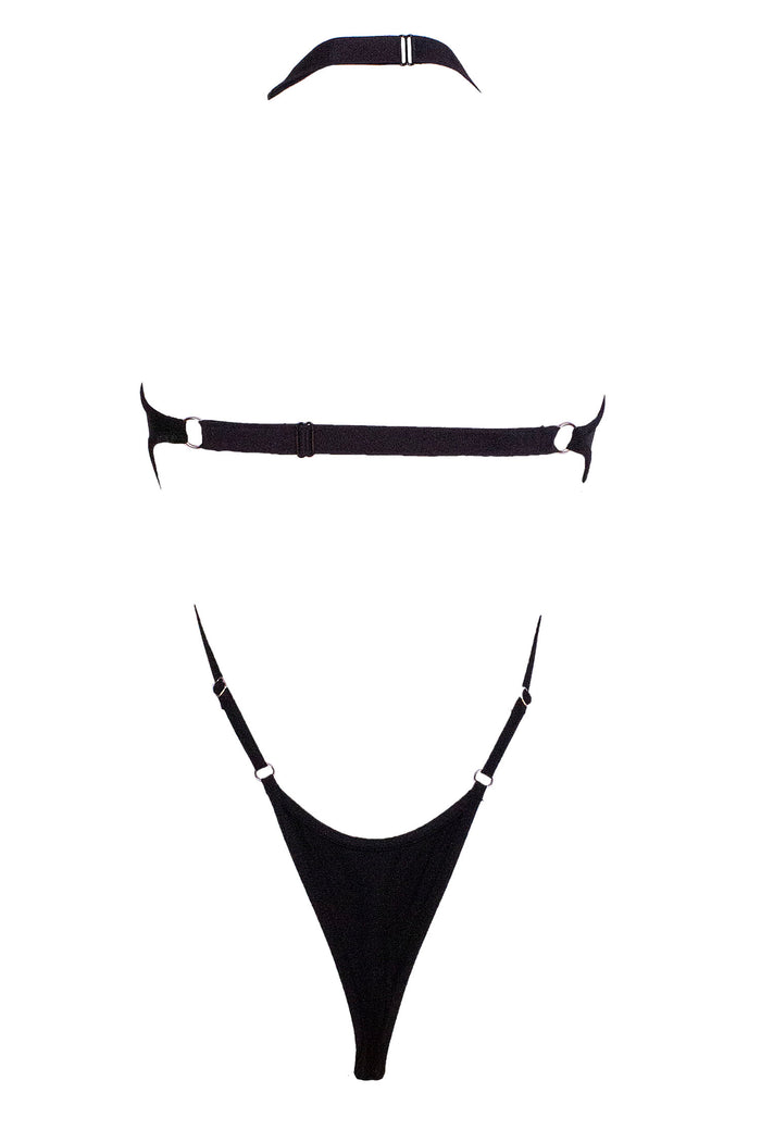 Cut-out Harness Bodysuit / Strappy Rave Bodysuit / ÉTOILE BLACK,BODYSUITS - EXES LINGERIE