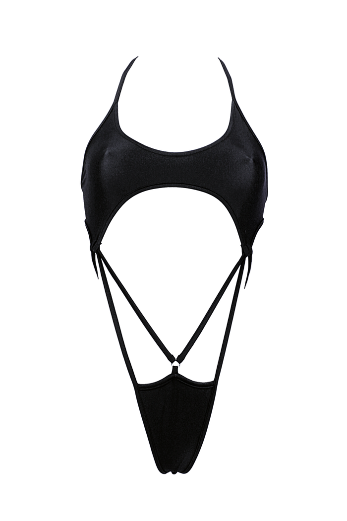 Cut-out Harness Bodysuit / Strappy Rave Bodysuit / FEVER BLACK - EXES LINGERIE