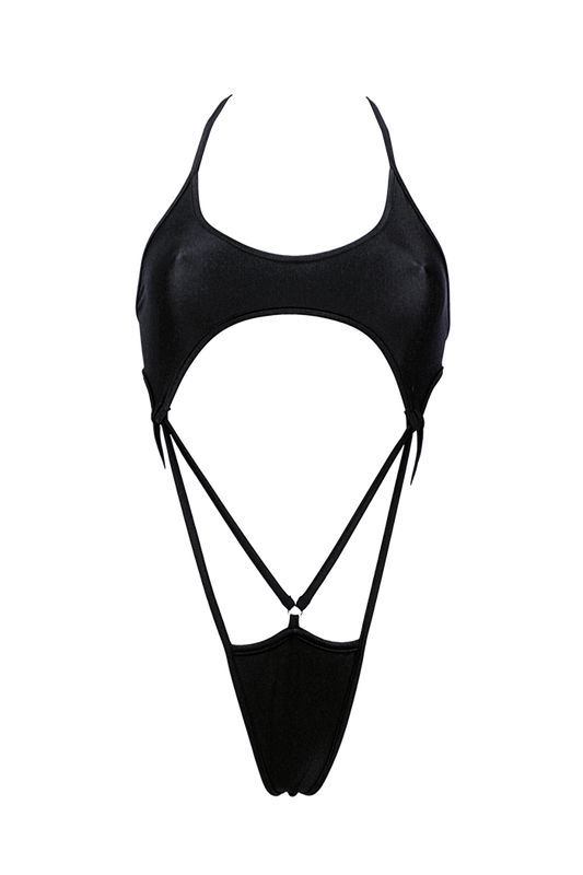 Cut-out Harness Bodysuit / Strappy Rave Bodysuit / FEVER BLACK - EXES LINGERIE