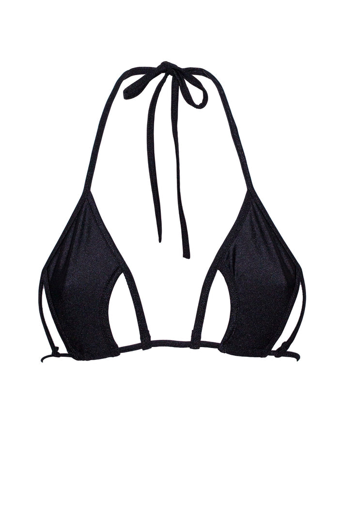 Cut-Out Strappy Triangle Bikini Top  / Cut-Out Black,TOPS - EXES LINGERIE