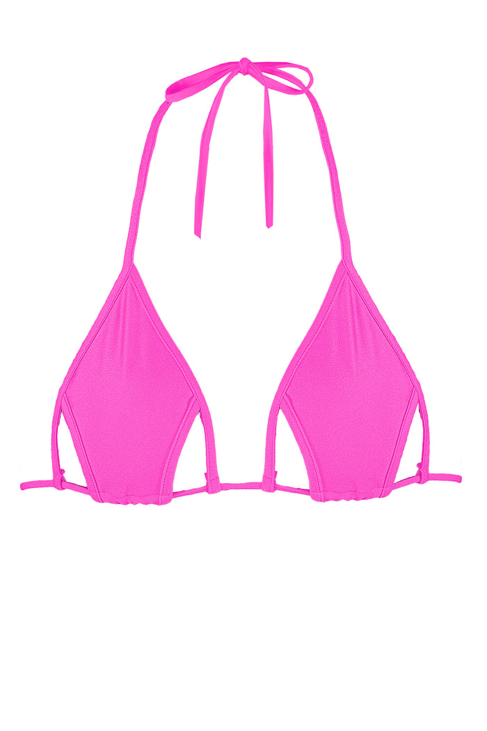 Cut-Out Strappy Triangle Bikini Top  / Cut-Out NEON PINK,TOPS - EXES LINGERIE