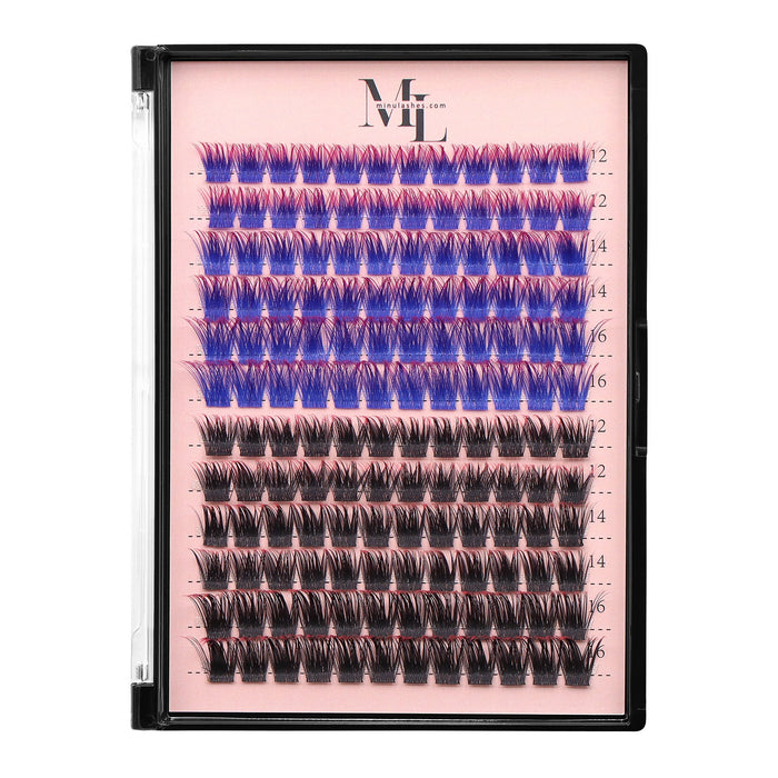 DIY Lash Clusters D-Curl Ombre – Black to Color Fade by MinuLashes