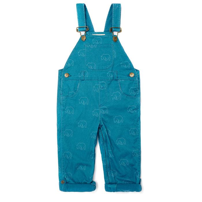 Dotty Dungarees | Bear Print Dungarees | Blue