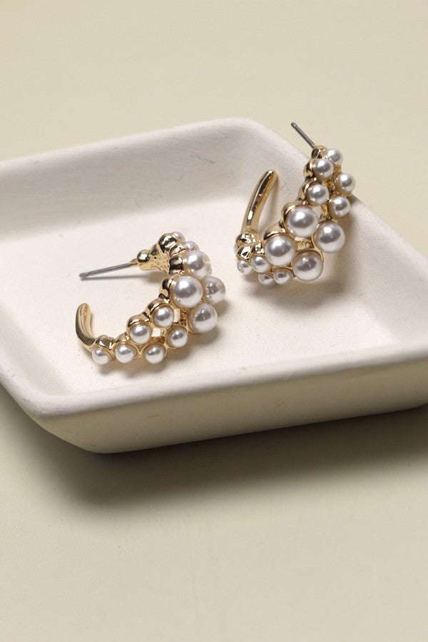 Double Row Pearl Earrings