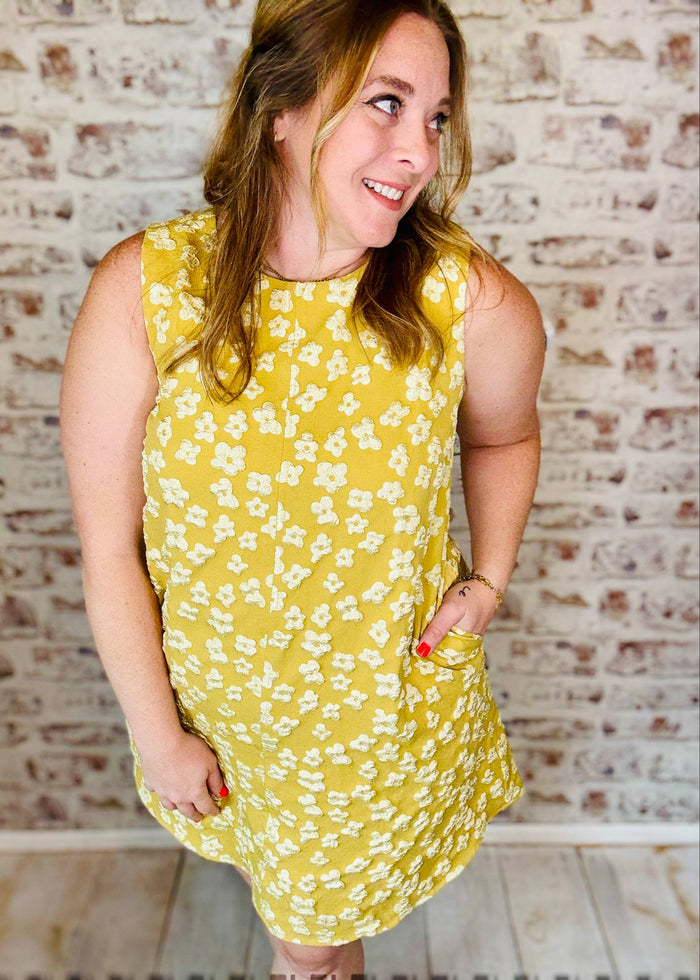 Embossed Mini Swing Dress