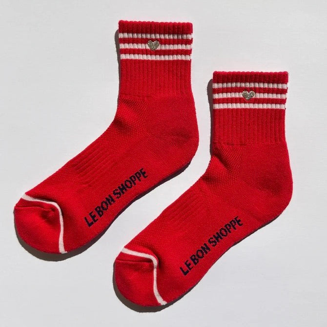 Embroidered Girlfriend Socks: Scarlet + Heart