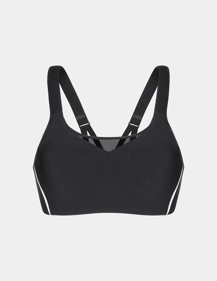 | Front view of model highlighting the coverage and fit | Black