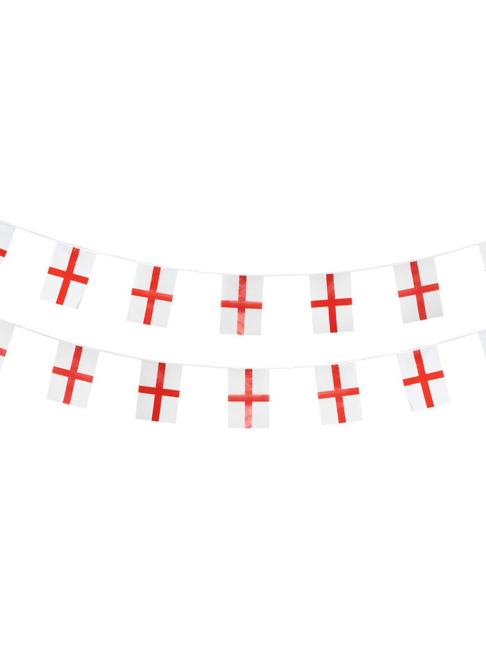 England Flag Rectangle Bunting, Plastic, 10 Meters