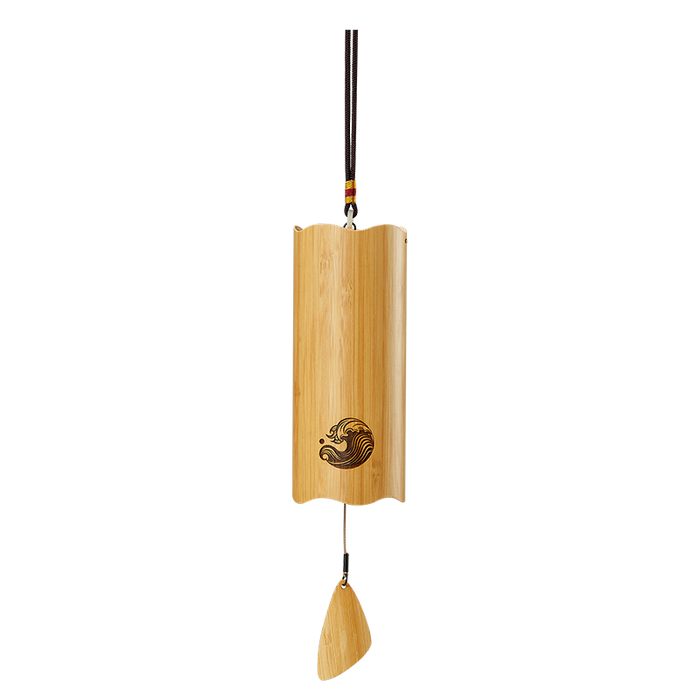 【Engravable】Hluru Nanmu Bamboo Wind Chime 8 Bars Double Swing for Relaxation - Wave Series