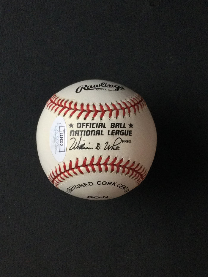 Enos Slaughter SIGNED Baseball St. Louis Cardinals w/Rare "HOF 1985" JSA Certified