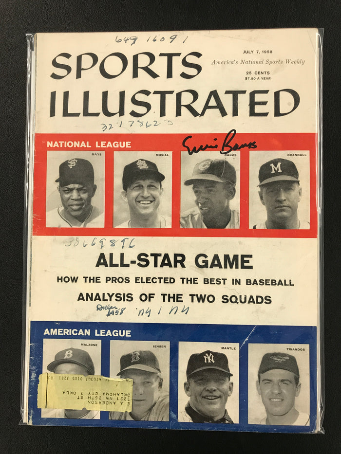 Ernie Banks Signed Sports Illustrated MLB JSA Certified Auto Chicago Cubs 1958
