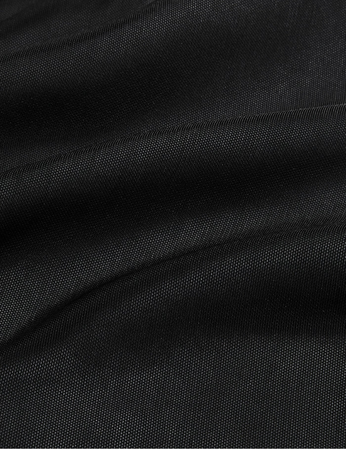 | Front view of model wearing the Essential Full Mesh Thong highlighting the coverage and smooth fit | Black