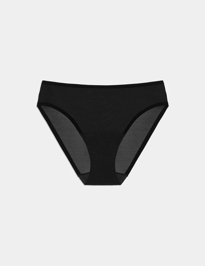 | Essential Full Mesh Bikini shown front-facing against a light gray background | Black