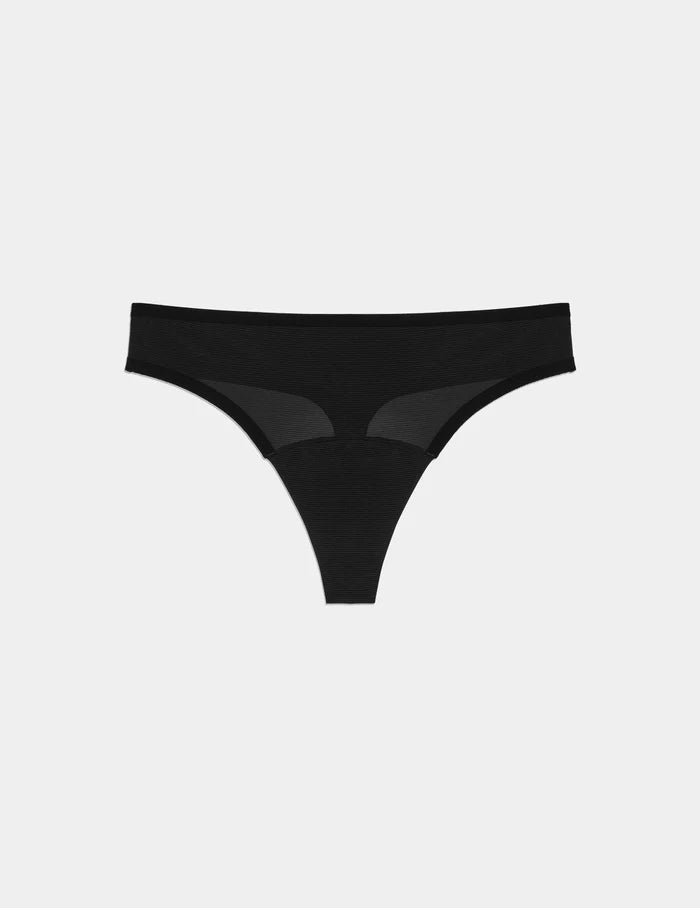 | Essential Full Mesh Thong shown front-facing against a light gray background | Black