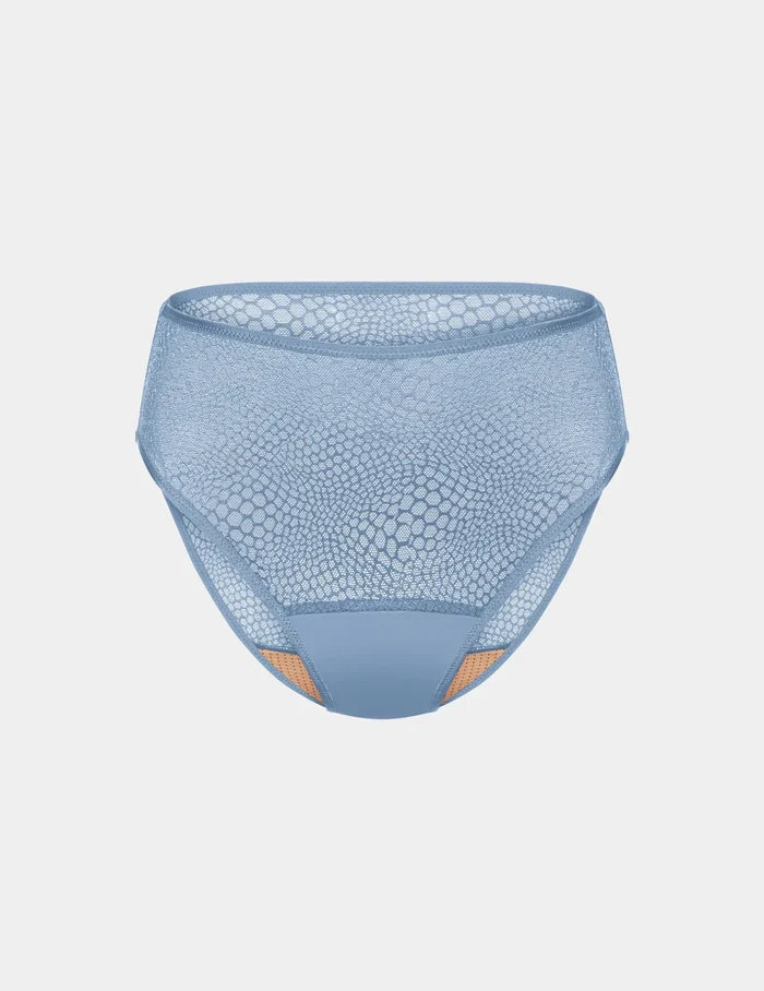 | Front view of model highlighting the coverage and fit | Chambray