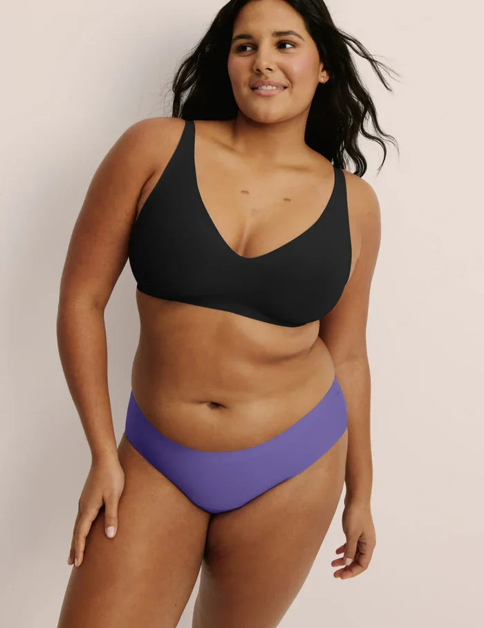 | Front view of model highlighting the coverage and fit | Periwinkle
