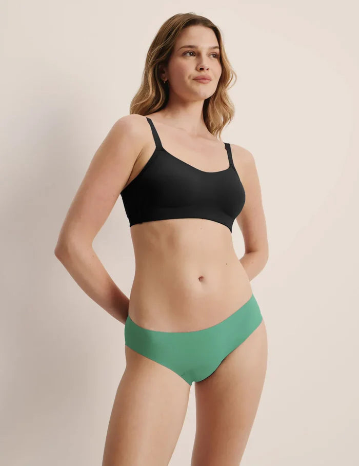 | Front view of model highlighting the coverage and fit | Pistachio