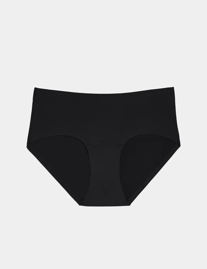 | Essential No-Show Bikini  shown front-facing against a light gray background | Black