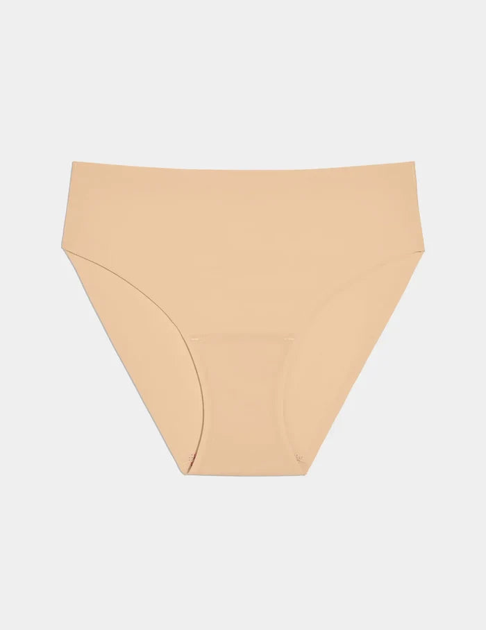 | Essential No-Show French Cut  shown front-facing against a light gray background | Warm Sand