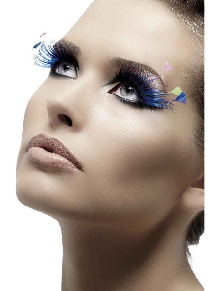 Eyelashes, Blue, with Feather Plumes