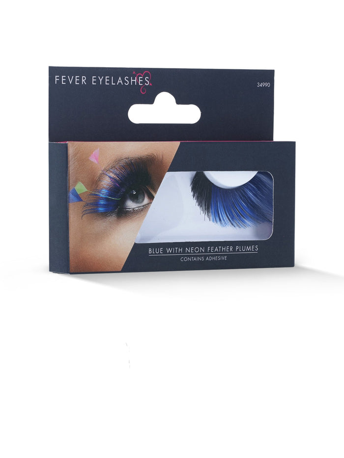 Eyelashes, Blue, with Feather Plumes