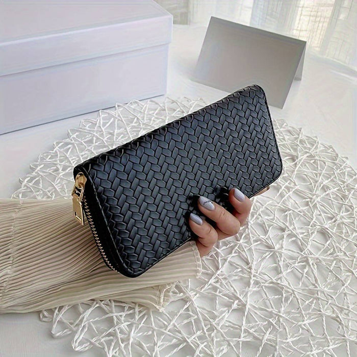 Faux Leather Woven Wallet