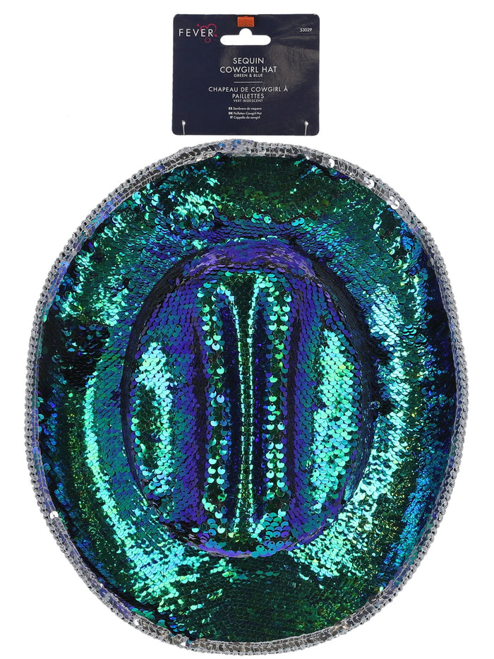 Fever Deluxe Sequin Cowgirl Hat, Iridescent Green