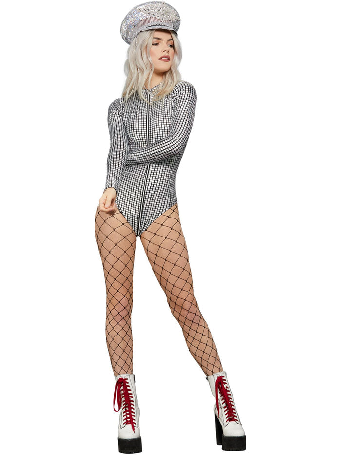 Fever Miss Whiplash Disco Holographic Bodysuit