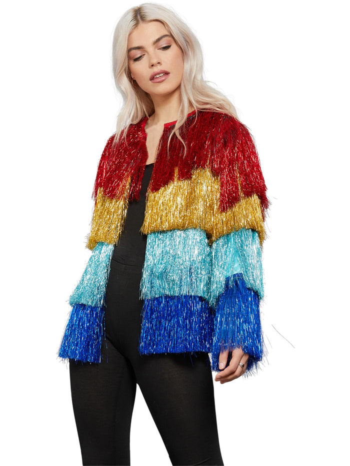 Fever Tinsel Festival Jacket, Rainbow