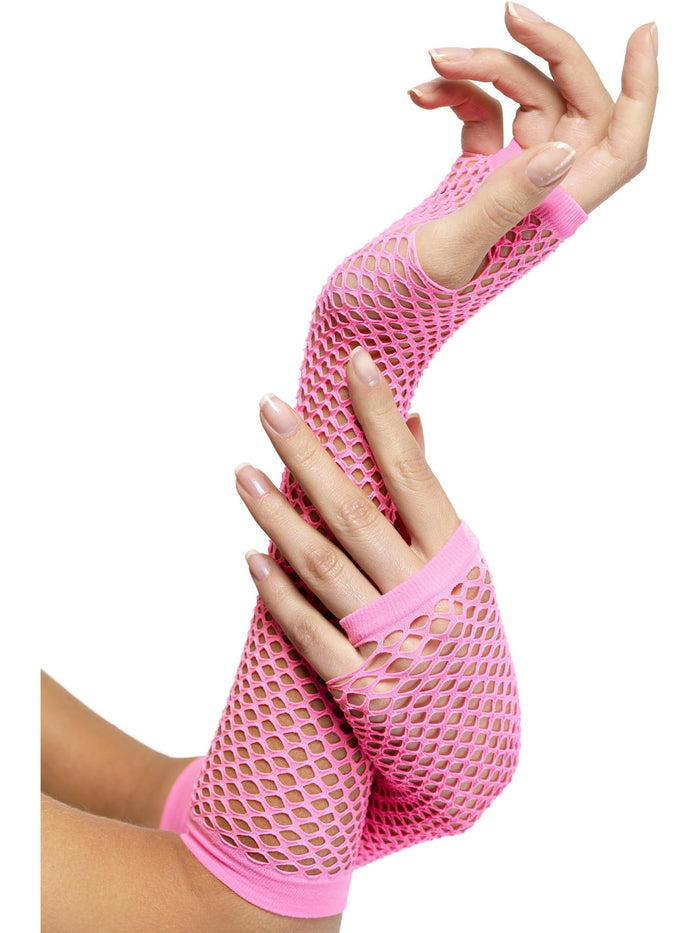 Fishnet Gloves, Pink, Long