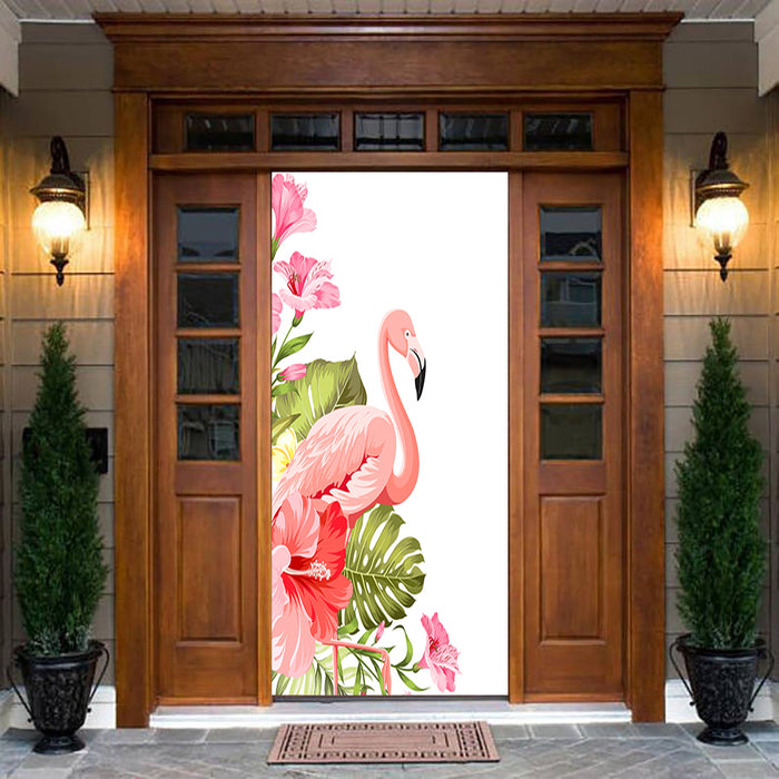 DoorFoto Door Cover Flamingo Watercolor