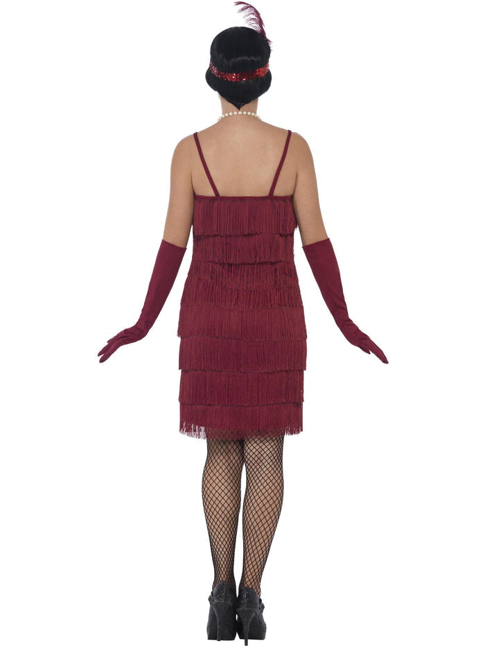 Flapper Costume, Burgundy Red, with Short Dress