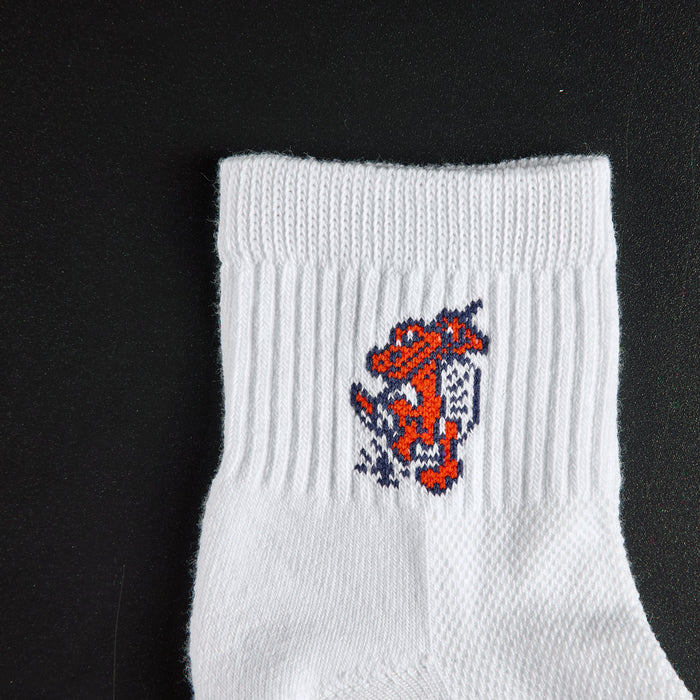 Close-up of the cartoon gator mascot on Del Campo Florida Gators Swinging Gator golf socks