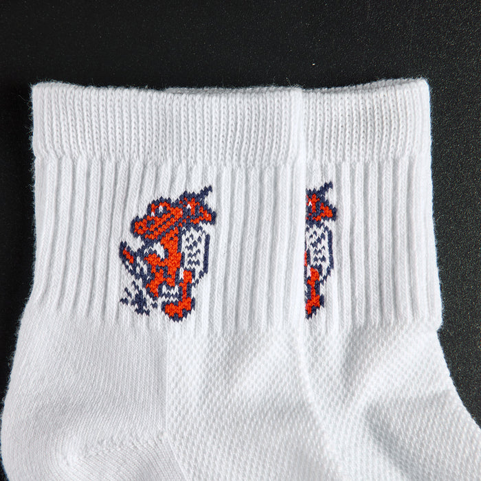 Del Campo Florida Gators Swinging Gator golf socks, embroidered orange and navy cartoon gator mascot detail