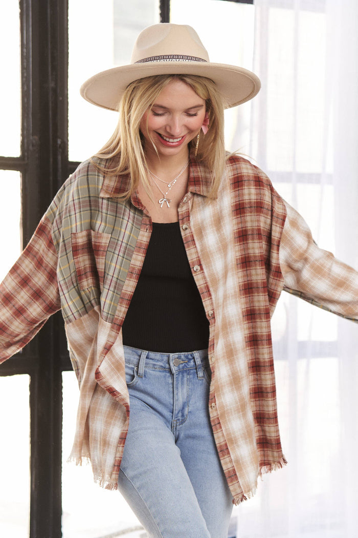FRAYED EDGE PLAID SHIRT