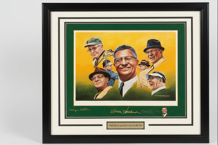 "From One Legendary Coach to the Next" Bobby Knight & Morgan Wooten SIGNED Lombardi Litho JSA